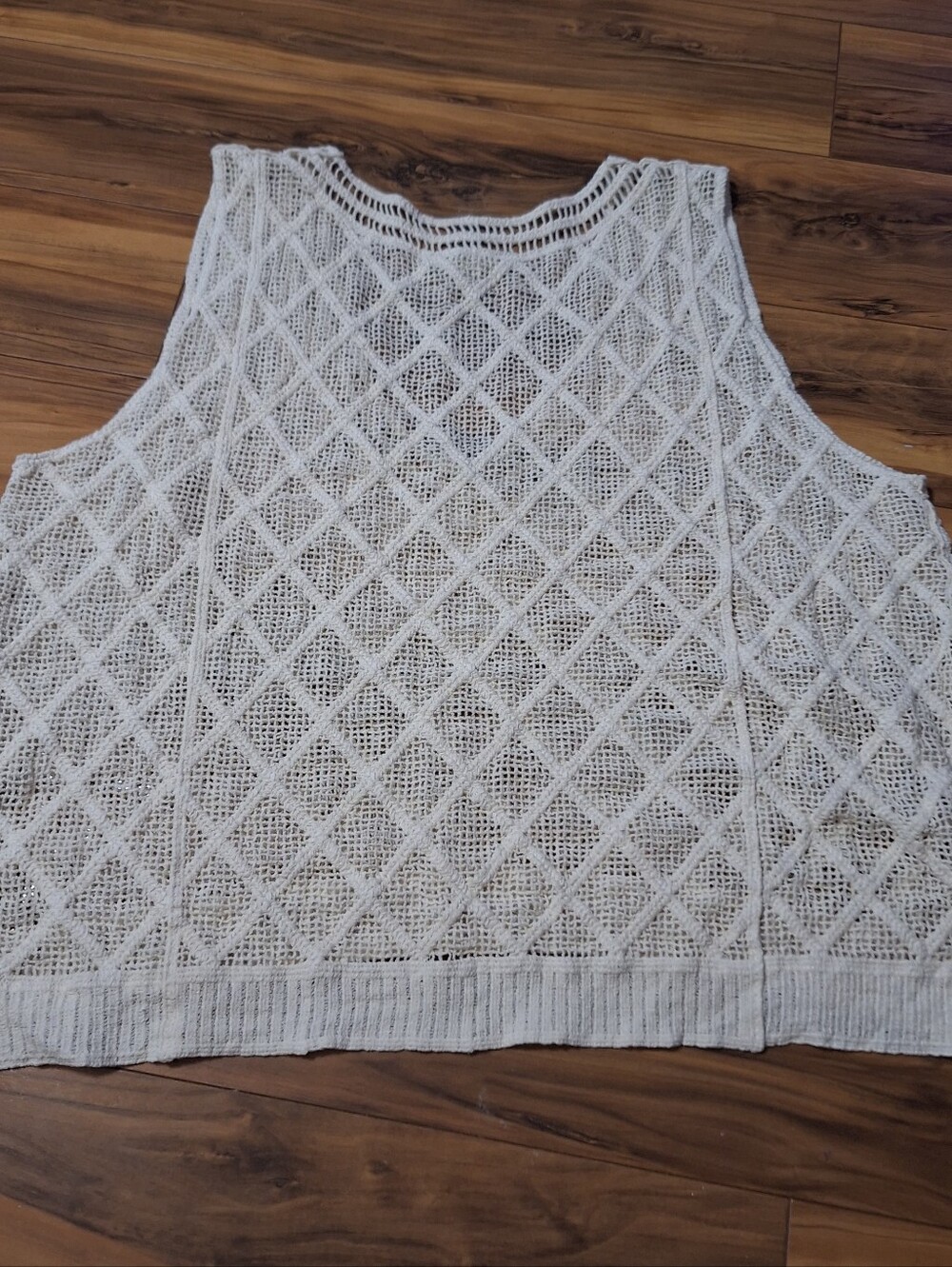 POL One Size cream open crochet vest festival boho hippie cottage 100% cotton - Picture 3 of 8